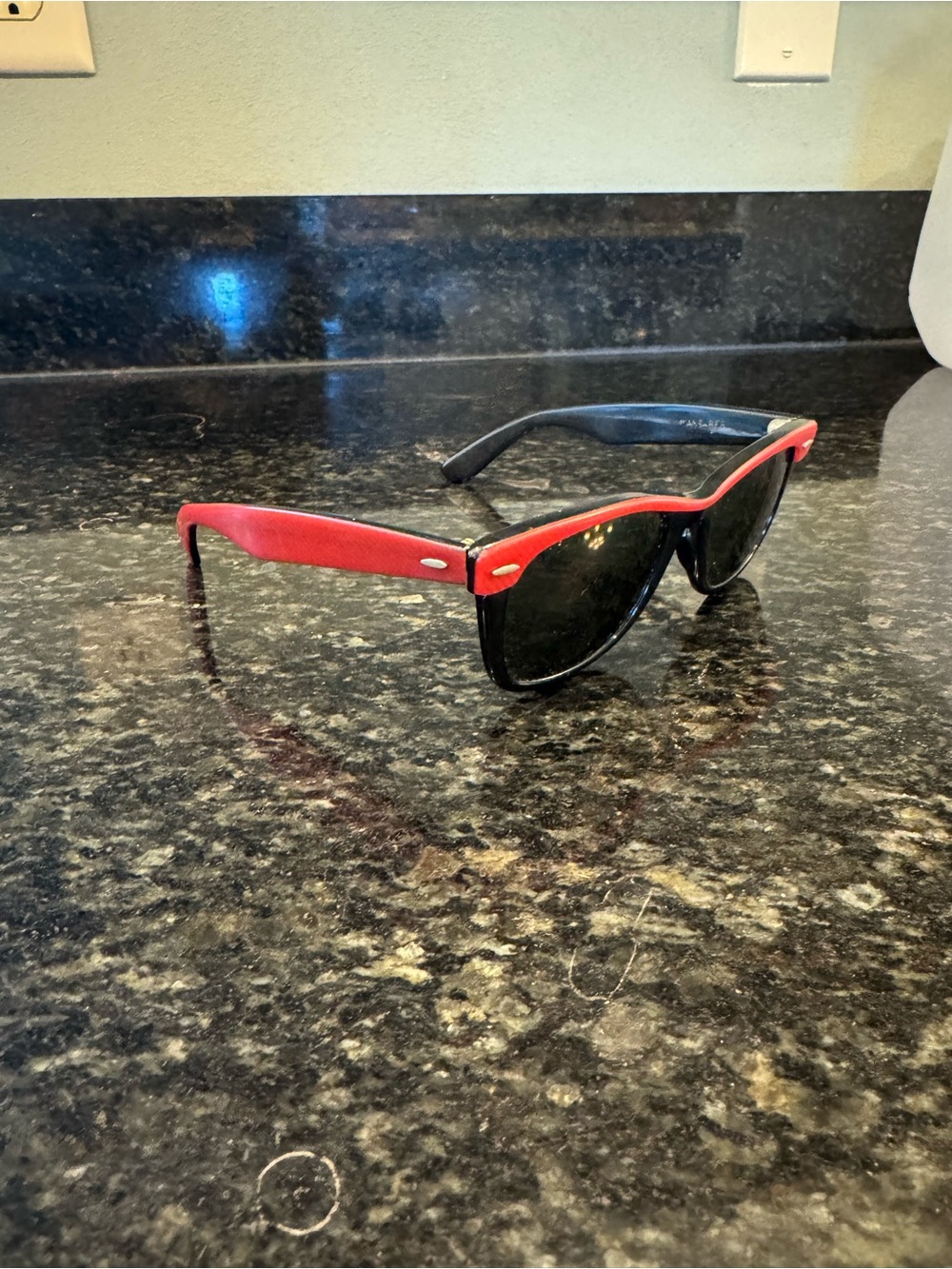 Ray-Ban Red Frame Sunglasses with Black Lenses